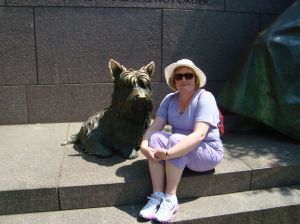 The Fala statue is quite large; this is me sitting next to it (for scale).