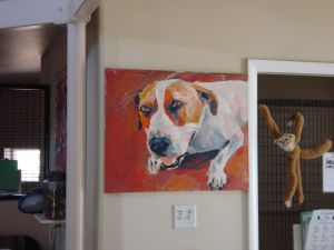 A painting of Eve hangs in the foyer of her kennels at Old Friends
