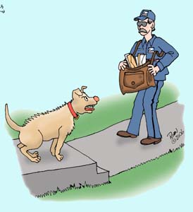 Postal worker with dog