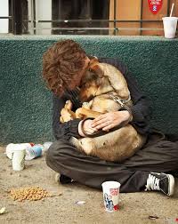 homeless man with dog
