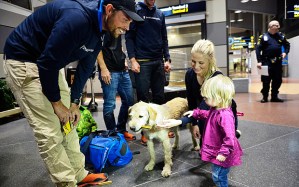 Arthur and his new family at the airport