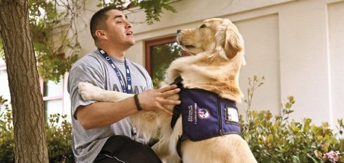 Soldier with PTSD and dog