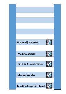 Arthritis management diagram with 5 rungs